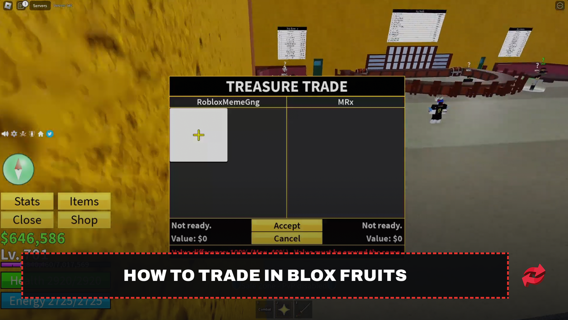 Blox Fruits In-game trade window