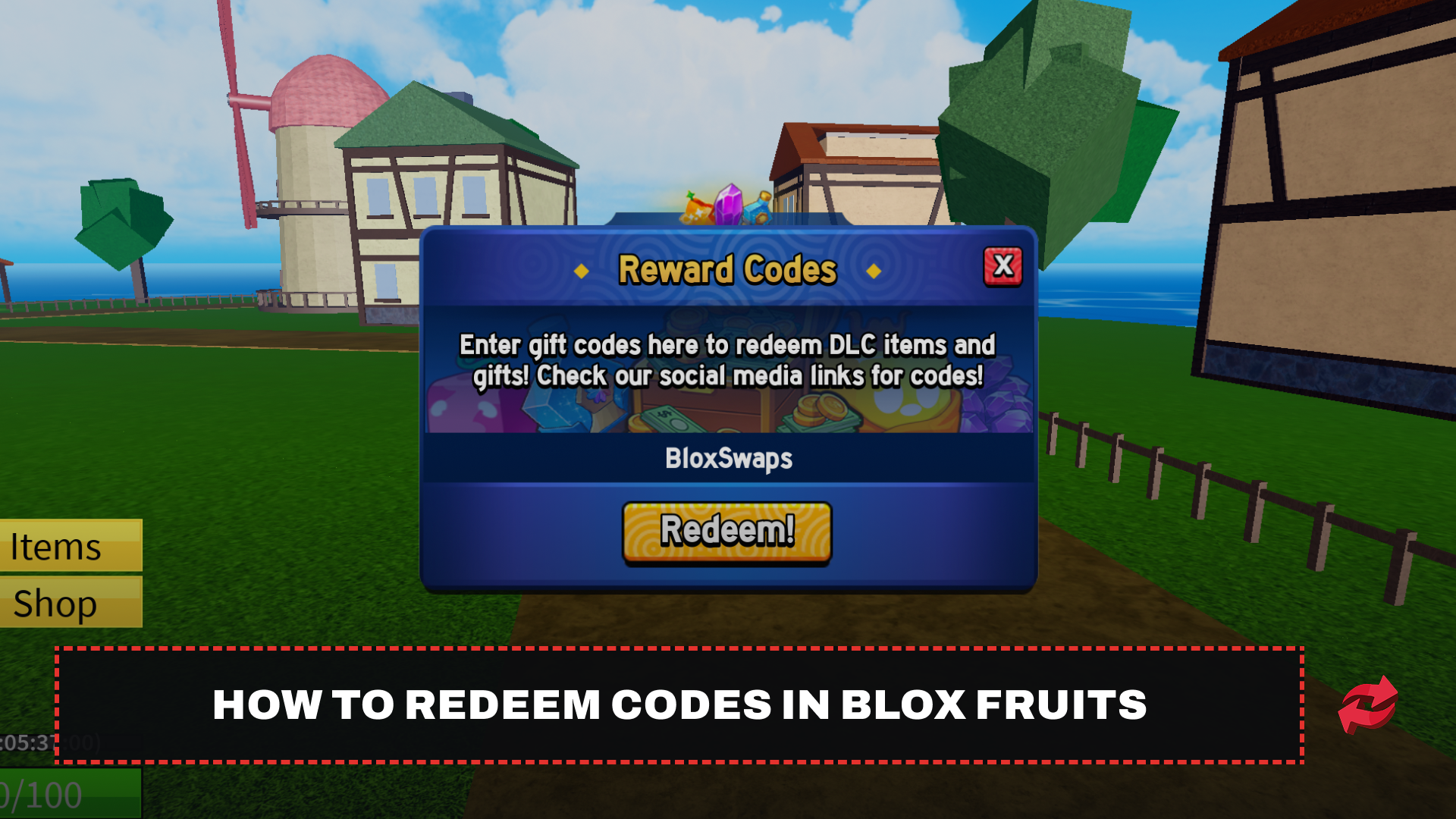 Blox Fruits Code Redemption Menu