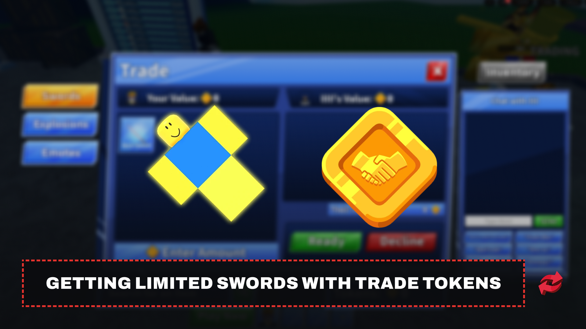 Blade Ball trade window with a limited sword and trade token icon