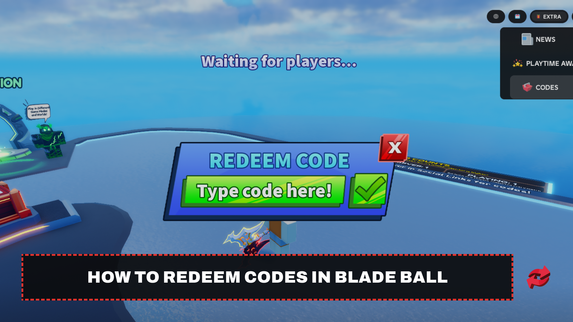 Blade Ball code redemption popup
