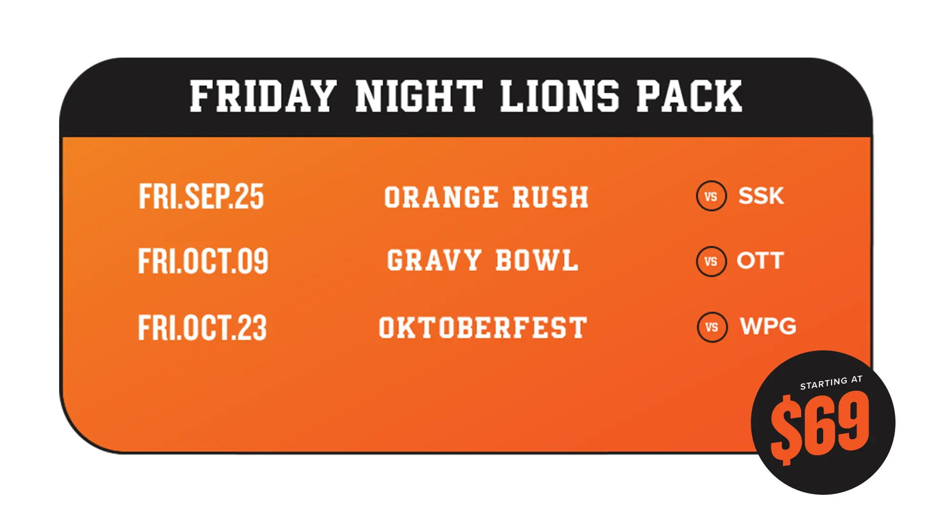Friday Night Lions - Ticket Info