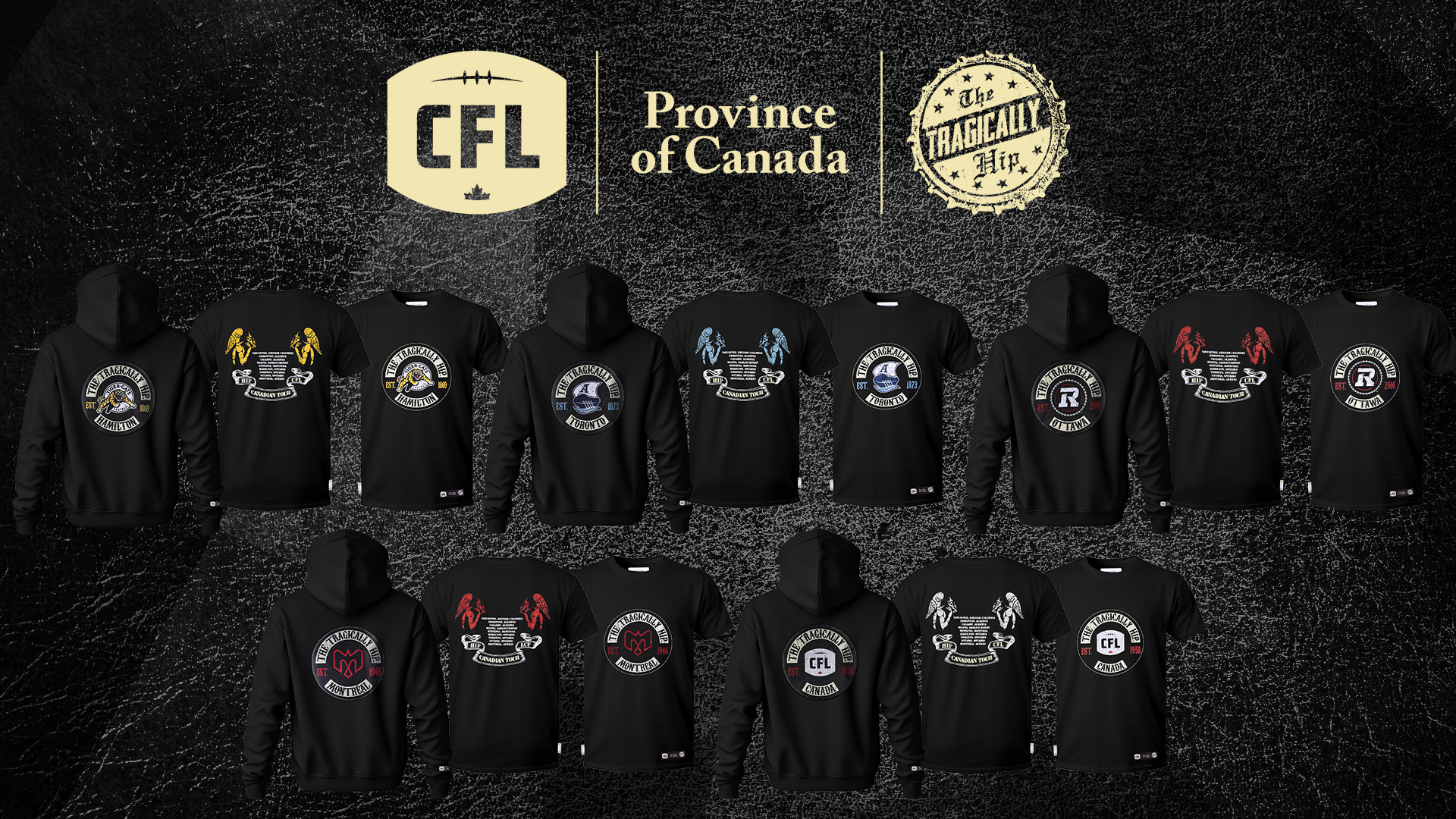 The CFL, The Tragically Hip, Province of Canada launch exclusive limited-edition apparel collection