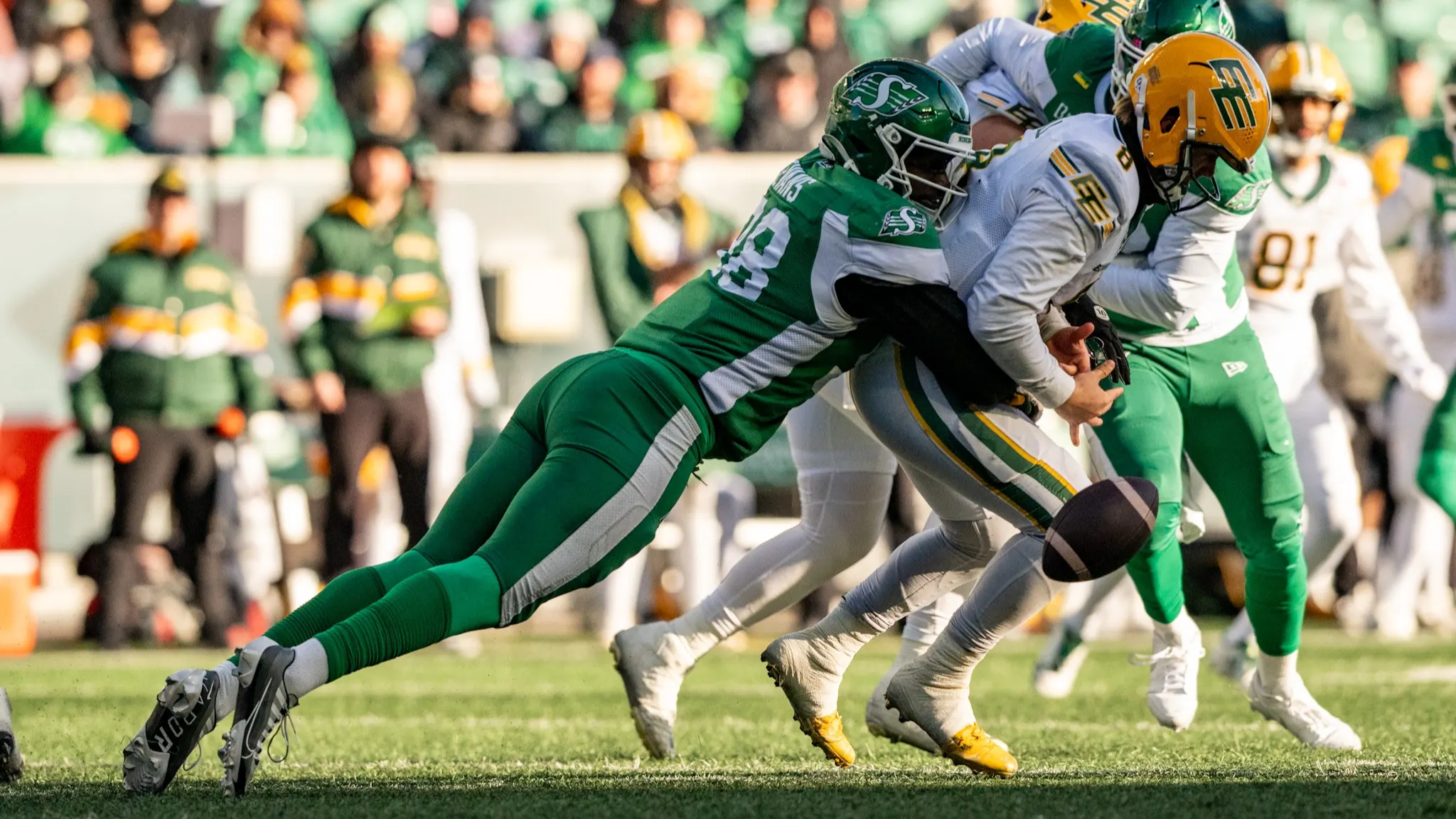 Six sacks, Stevens' scores spark Roughriders to 16-9 victory over Elks