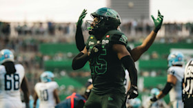 Nelson Lokombo pirated pigskin during Roughriders’ comeback