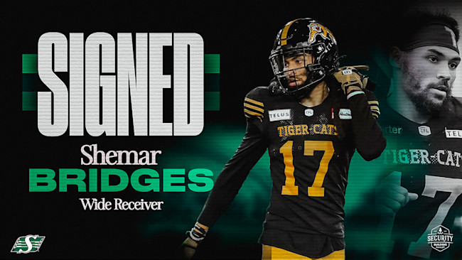 Riders Sign East Division’s 2024 Most Outstanding Rookie Shemar Bridges