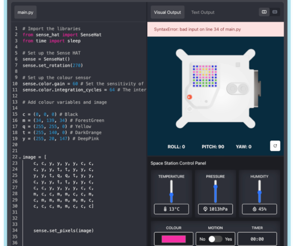 MZ starter code error screen grab - indentation 