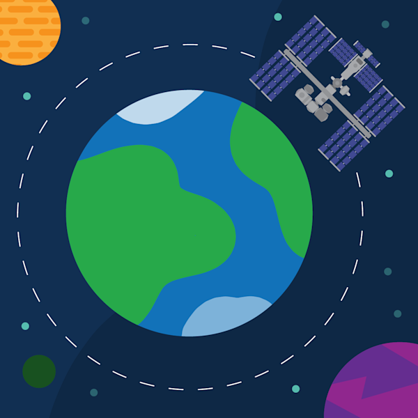 Illustration of ISS orbiting Earth
