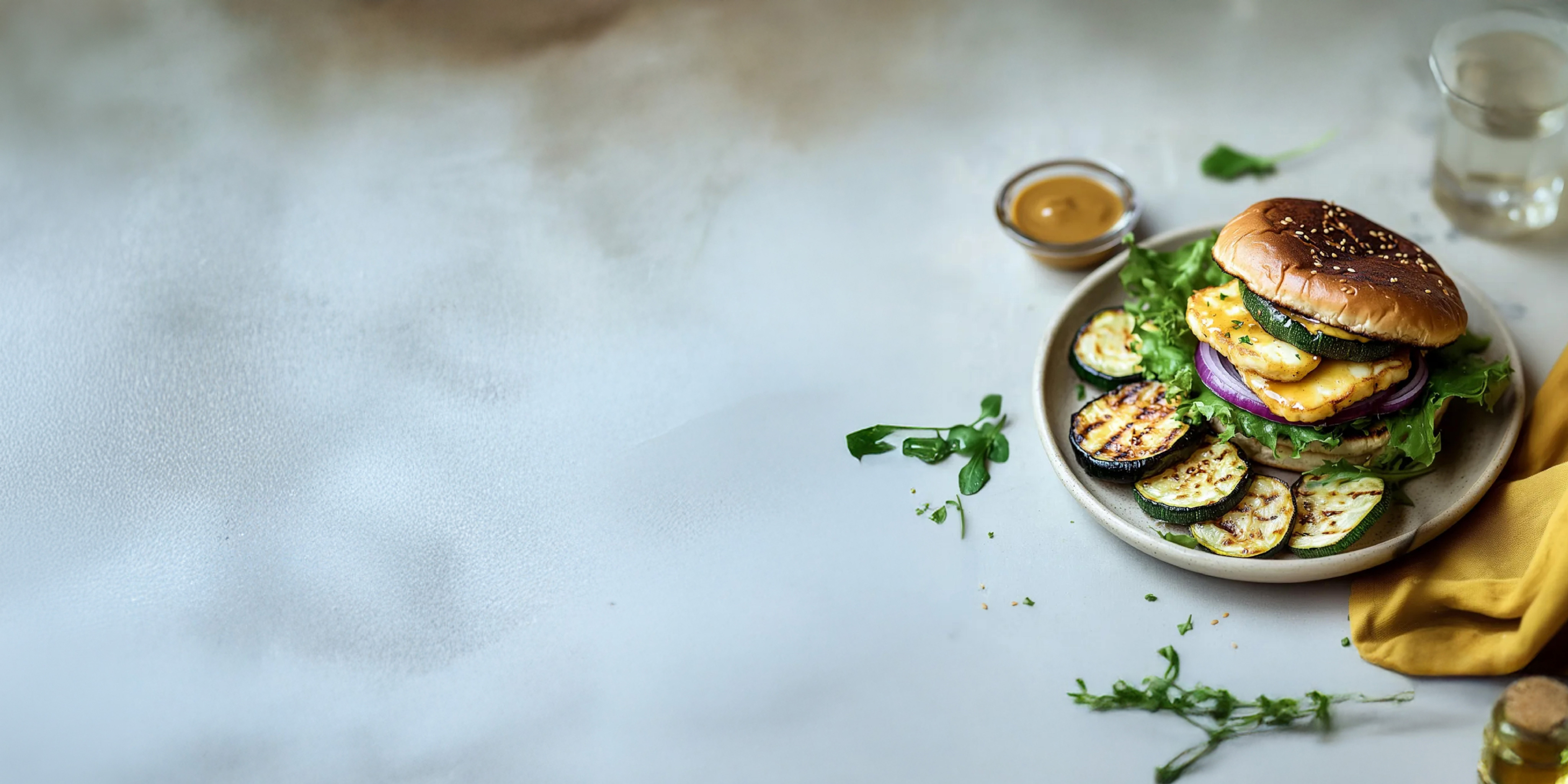 Halloumi-Burger mit Honig-Senf-Sauce
