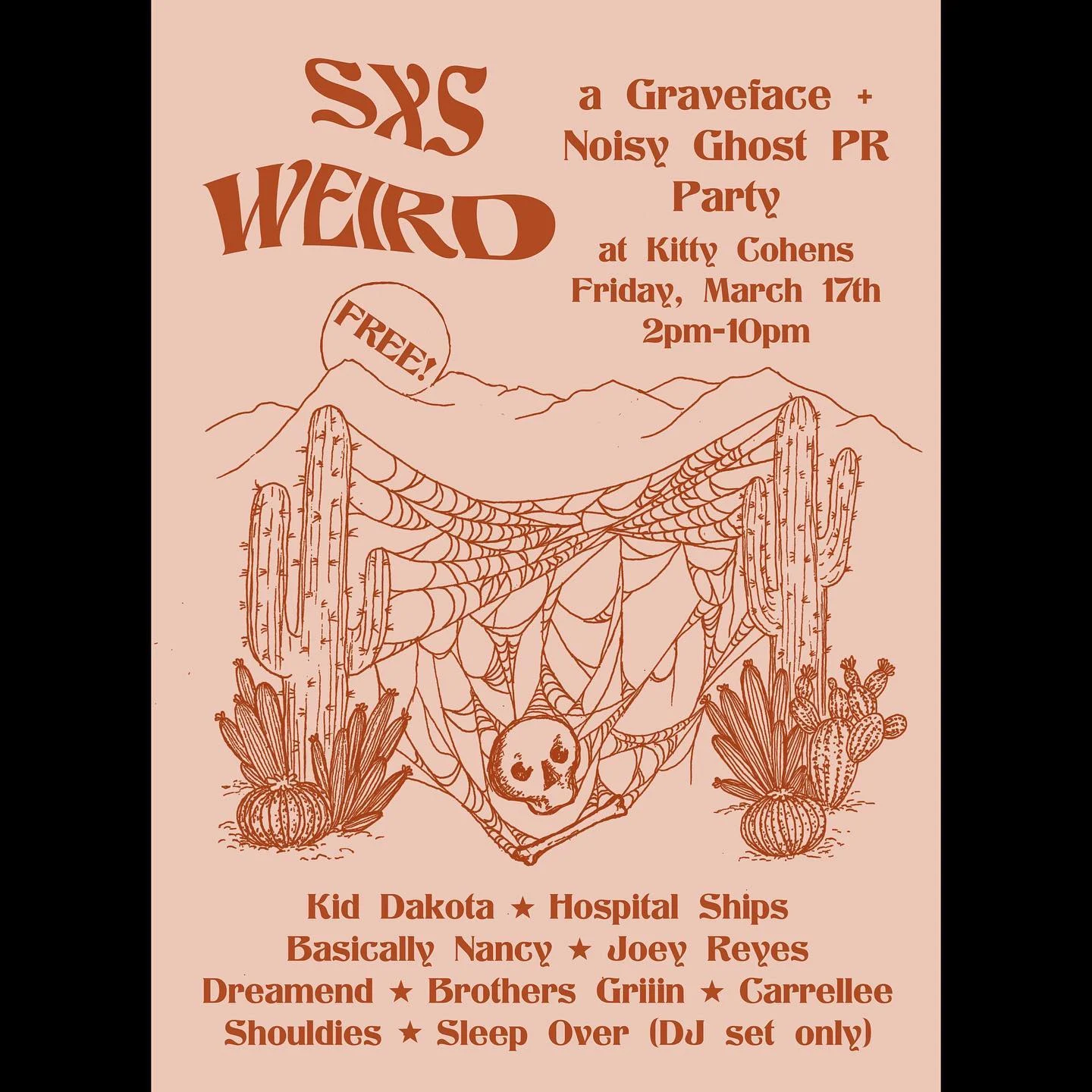 SXSWeird: A Graveface + Noisy Ghost PR Party at Kitty Cohens, Fridy, March 17, 2023, 2pm to 10pm