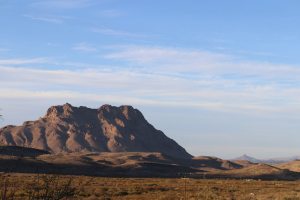 "A West Texas landscape at sunset."