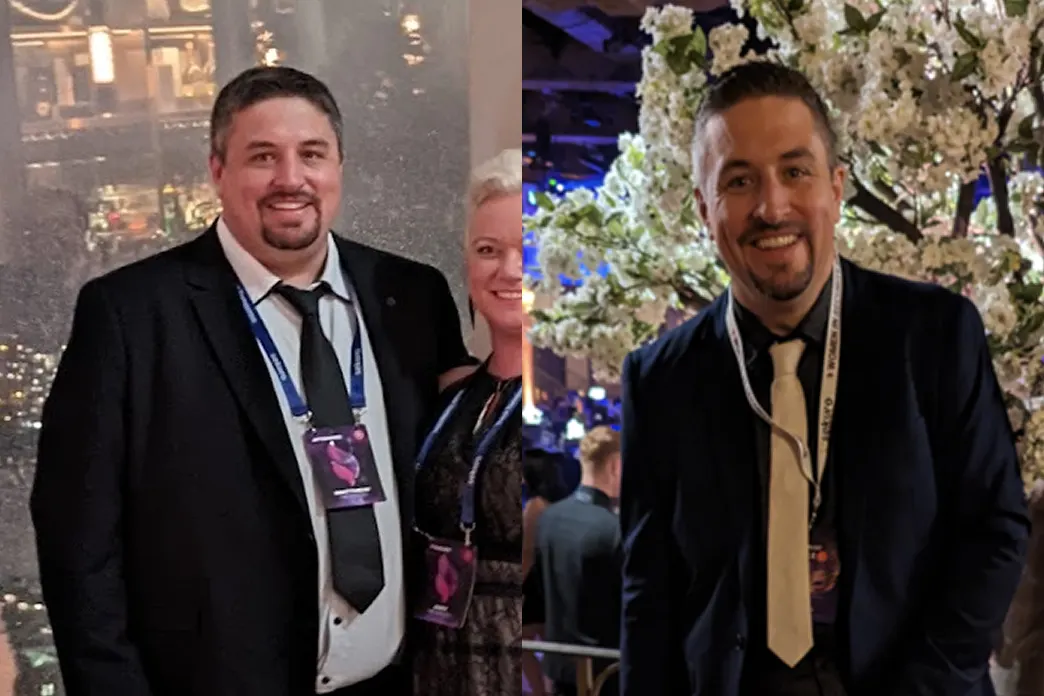 Before and after image of Hims weight loss patient Matt
