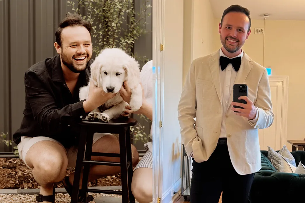 Before and after image of Hims weight loss patient Samuel