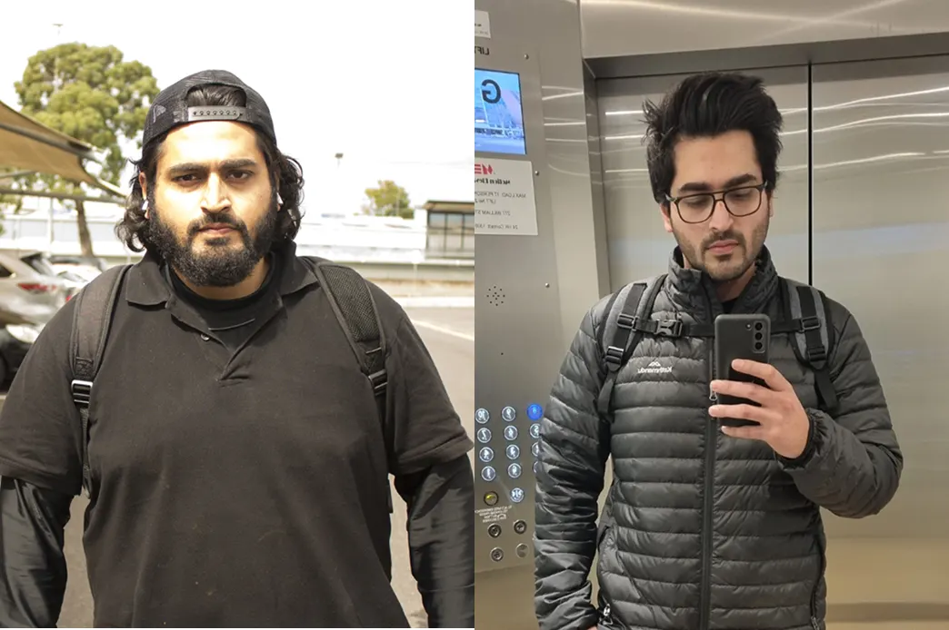 Before and after image of Hims weight loss patient Afan