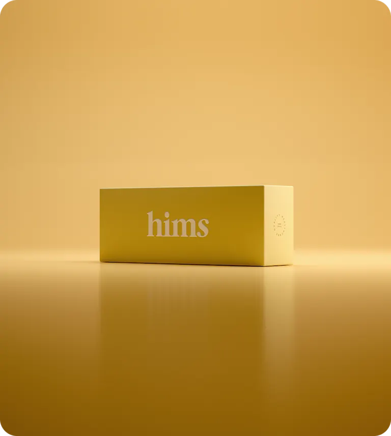 Studio photography image of a weight loss treatment plan box by Hims