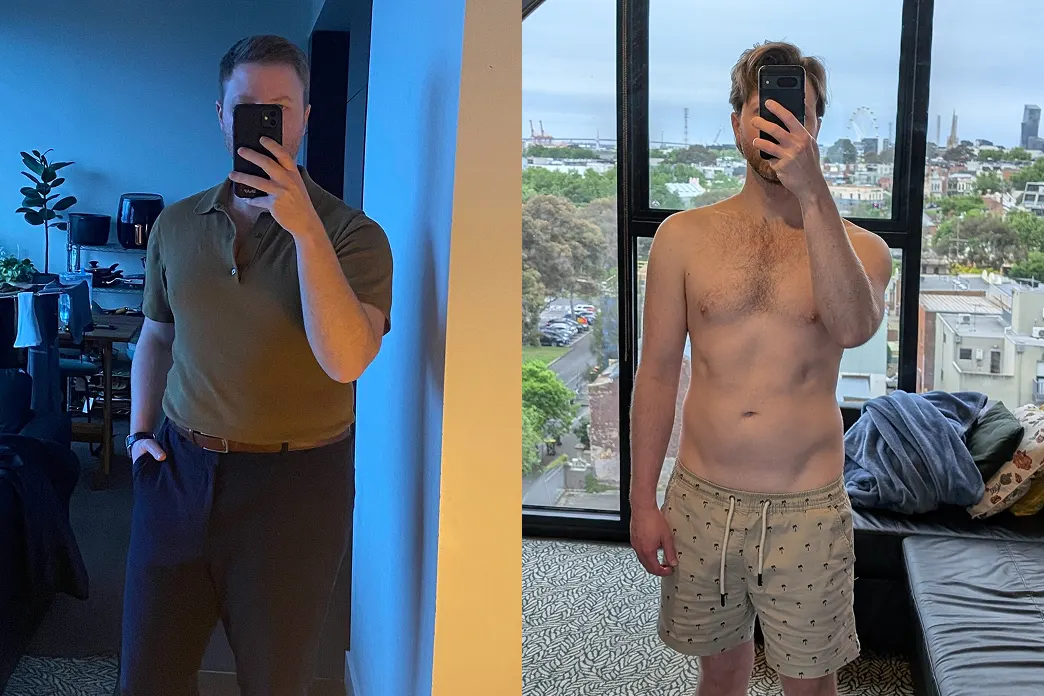 Before and after image of Hims weight loss patient Jonathon