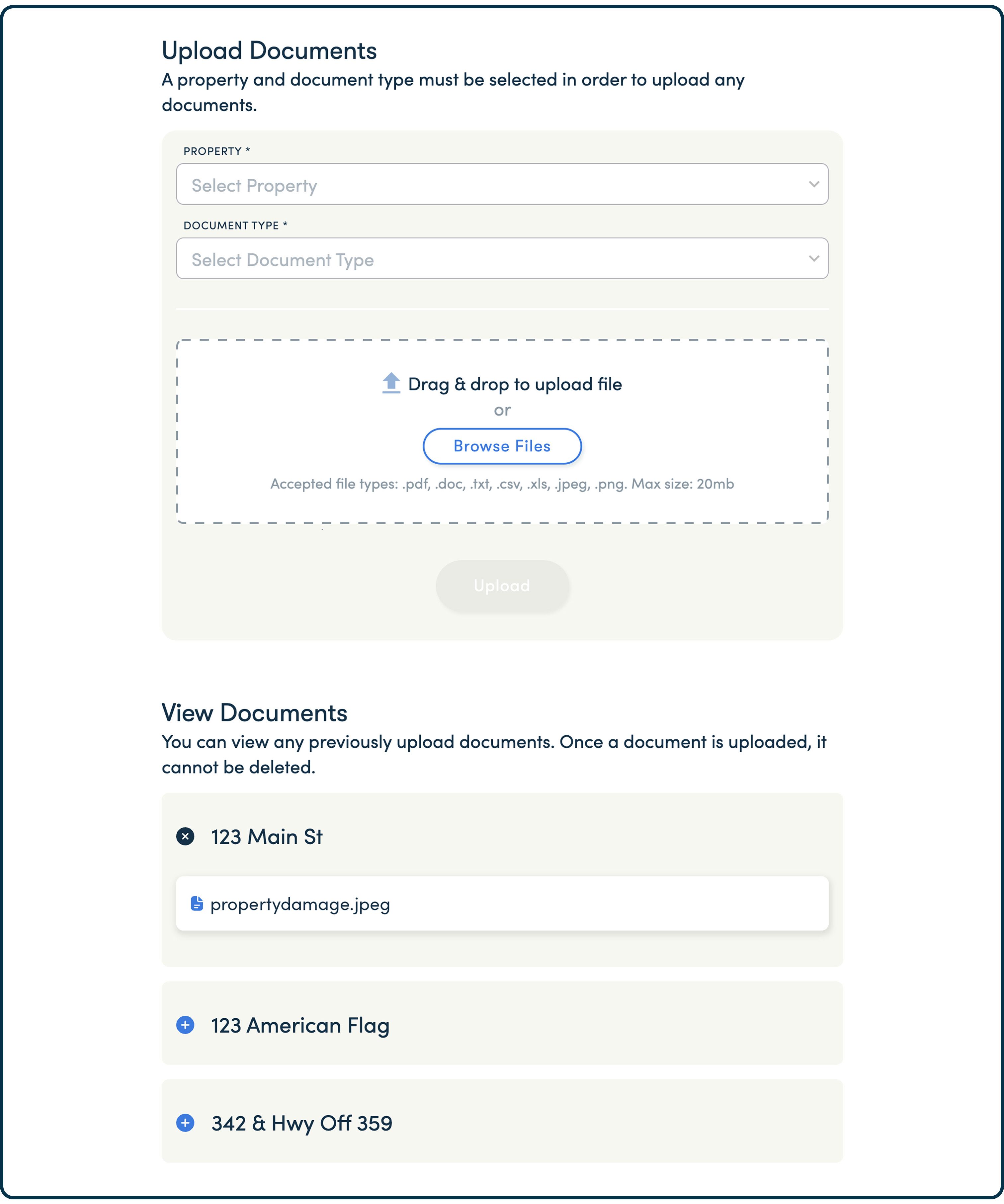 Upload documents page from Ownwell