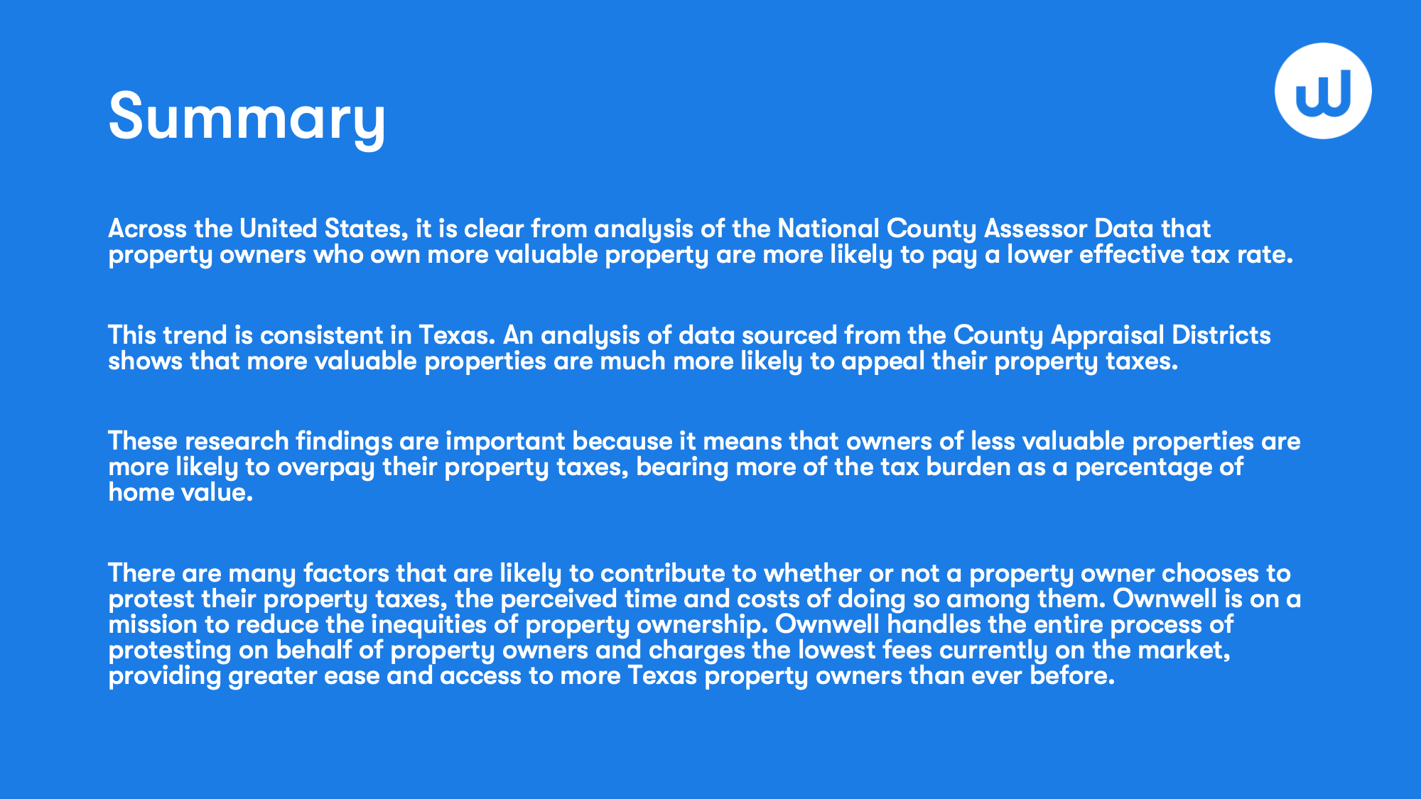 Summary of National Who Overpays in Property Taxes