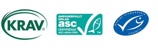 Märkning för fisk: KRAV, ASC och MSC