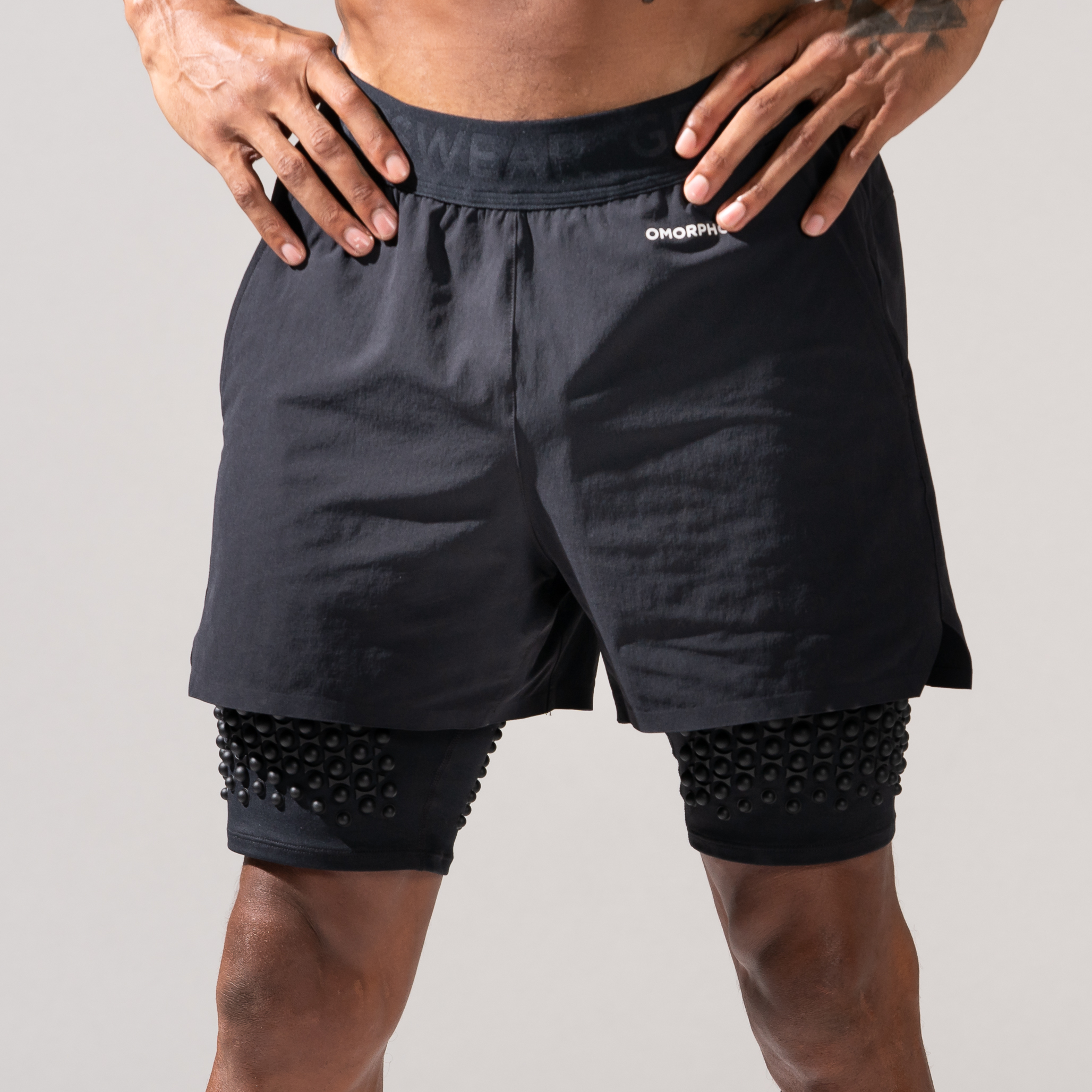 mens compression shorts 2 in 1