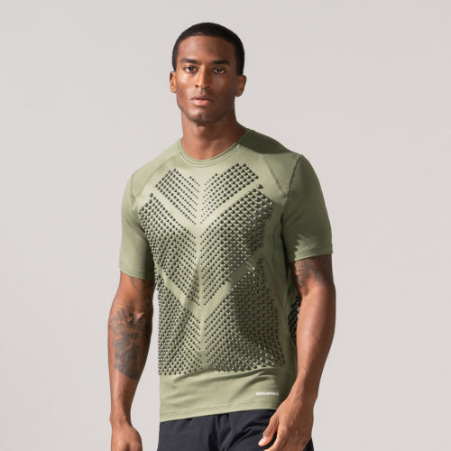 Front View of Male wearing Omorpho olive G Top Short Sleeve