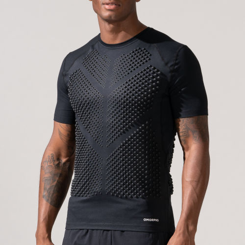OMORPHO M G-Top SS Black short sleeve weighted workout shirt - front torso