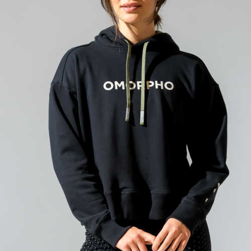 OMORPHO W Lifestyle Hoodie for women in black - front torso view