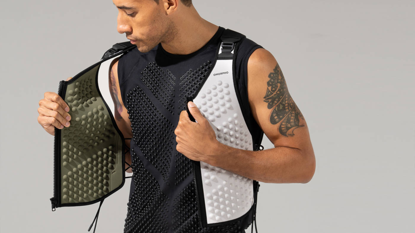 Man with open G-Vest+ weighted workout vest for best fit and performance