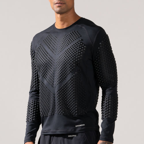 Front View of Male wearing Omorpho black G Top Long Sleeve