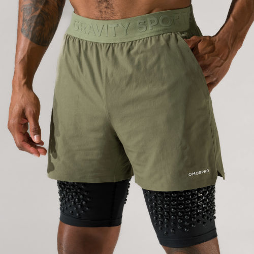 OMORPHO M G-Short Olive weighted workout shorts - front pocket view