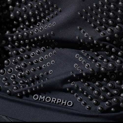 Pattern detail view of weights use in OMORPHO Black gravity sportswear and apparel