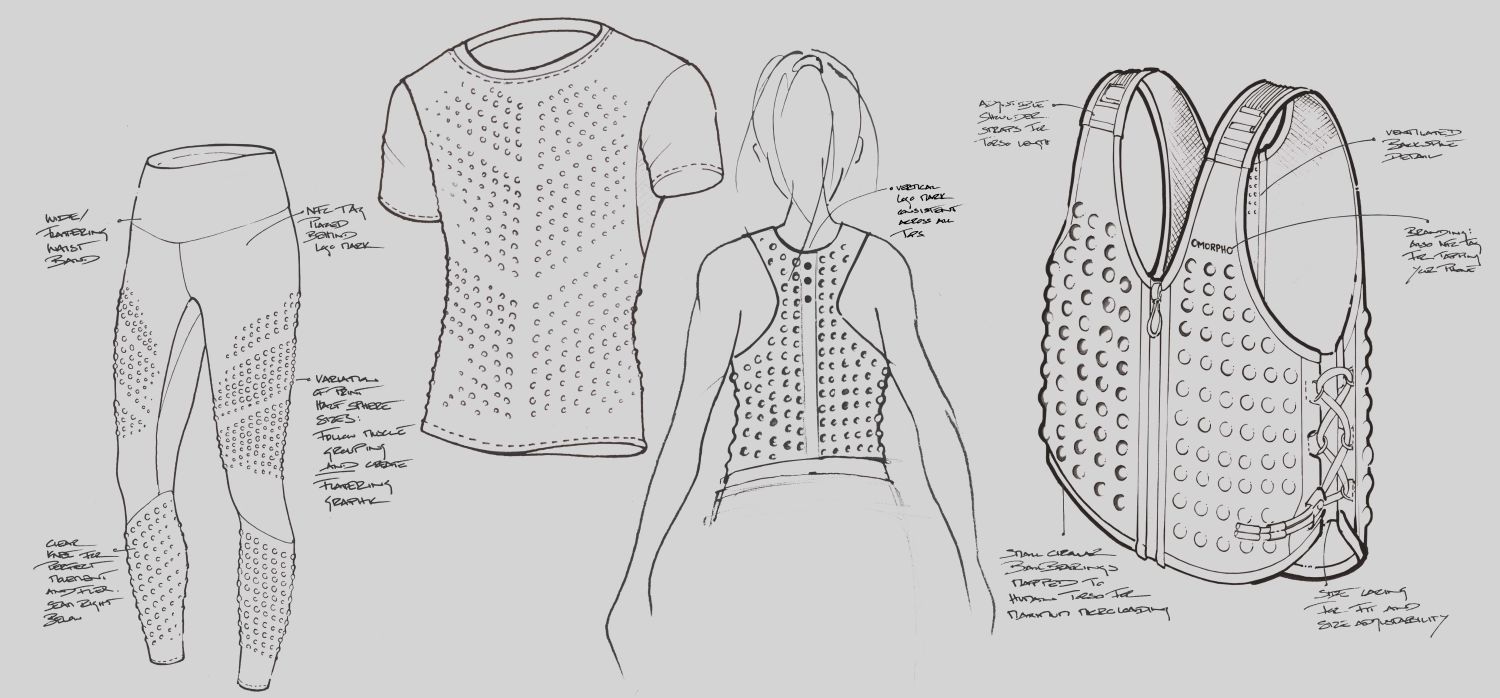 OMORPHO Product Sketch Design Collage