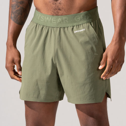 Close-up Front view of Male wearing Omorpho olive O Short