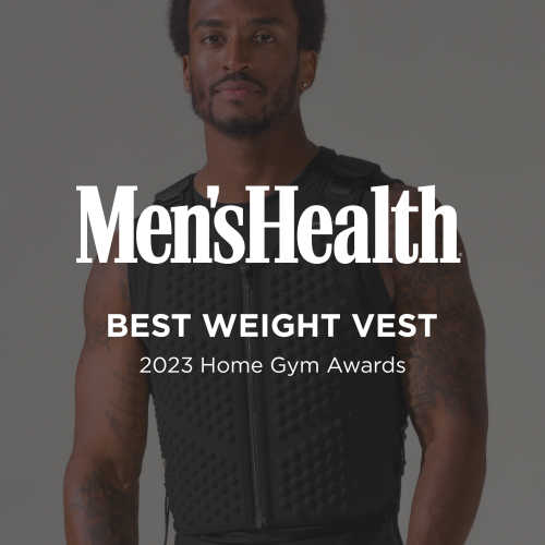 Men's Health award for the OMORPHO G-Vest weighted workout vest for men in black