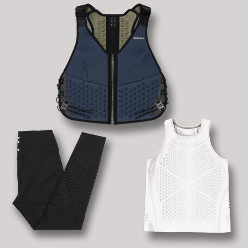Laydown - OMORPHO W Pro Bundle - G-Vest Ocean, G-Tight and G-Tank Cloud, weighted workout clothes