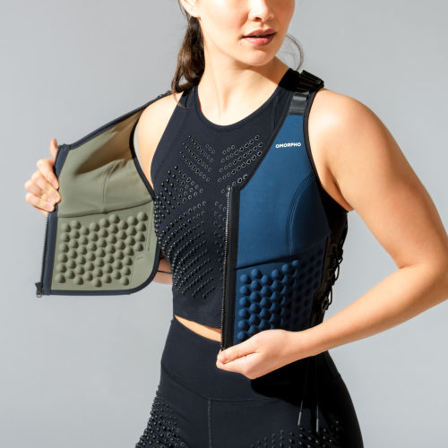 Close-up Front view of Female wearing Omorpho ocean G Vest