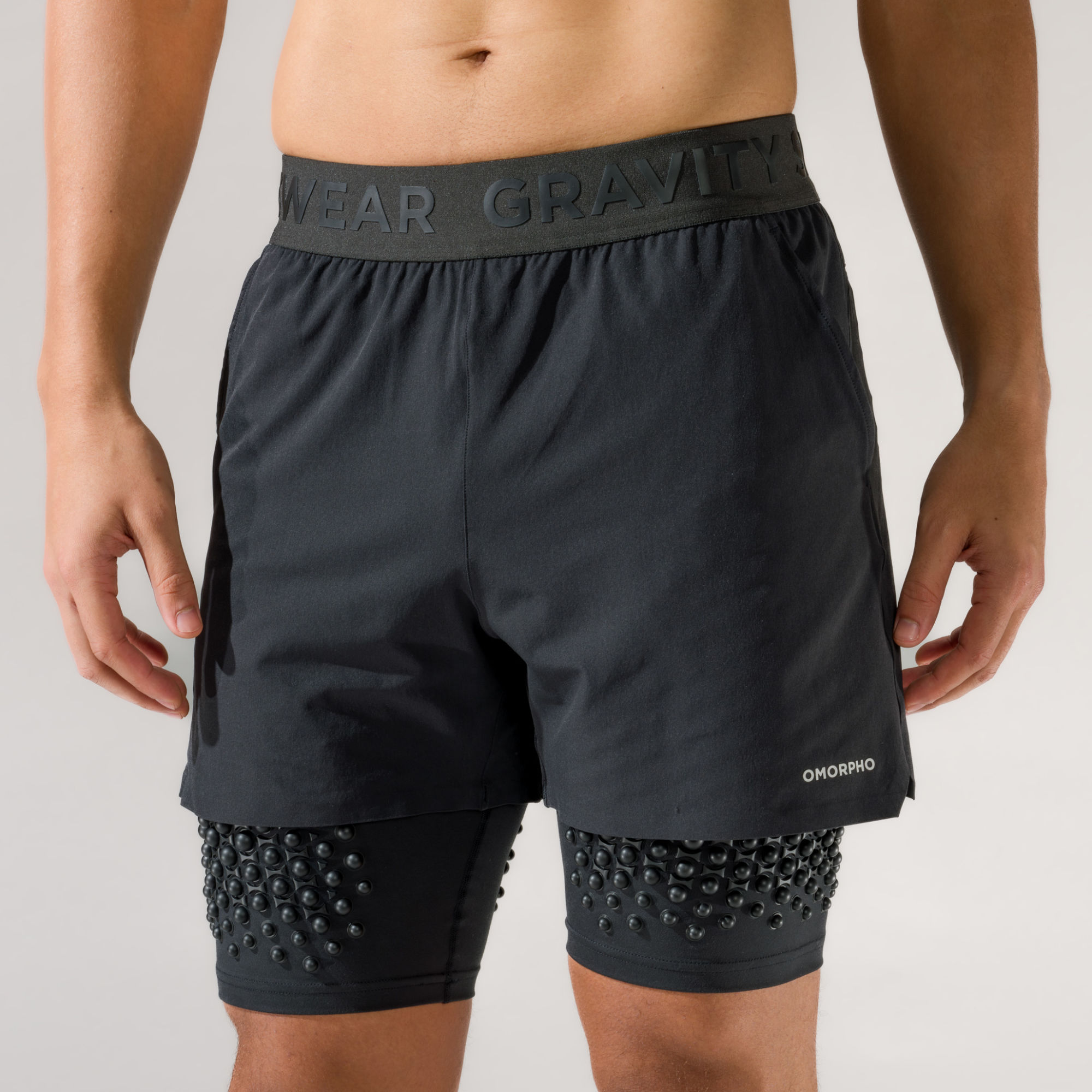 OMORPHO M G-Short Black weighted workout shorts - front view
