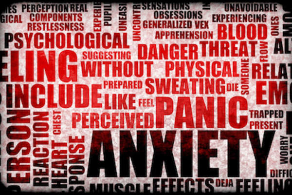 焦虑的字拼贴画。