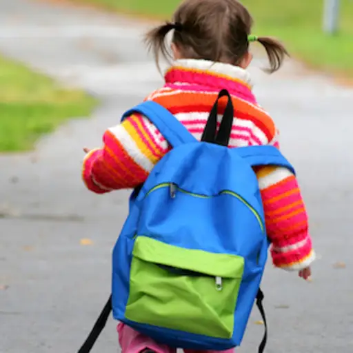 Too big, backpack on very little child