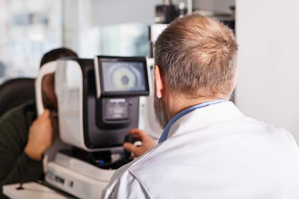 验光师在验光。