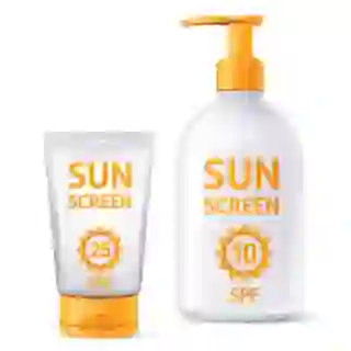 Generic sunscreen tube and bottle.