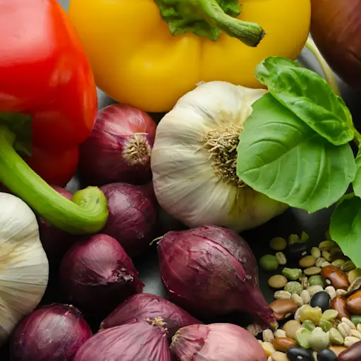 garlic peppers onions image