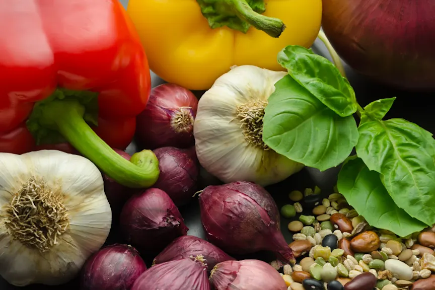 garlic peppers onions image