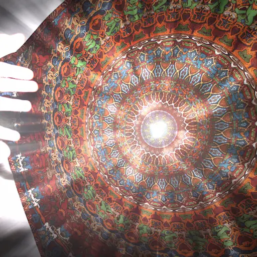 幻觉概念,在光前面的荧光的围巾。