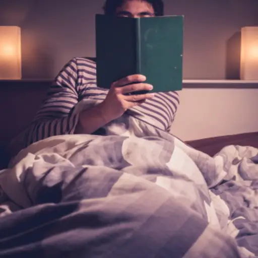 Reading in bed.