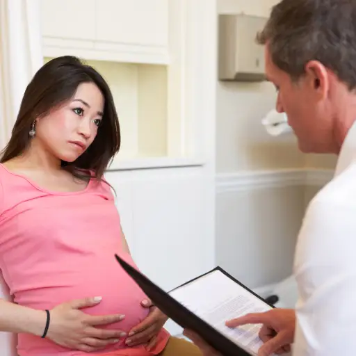 孕妇谈话与她的医生。