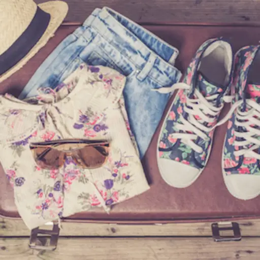 Summer clothes with flowery bright patterns