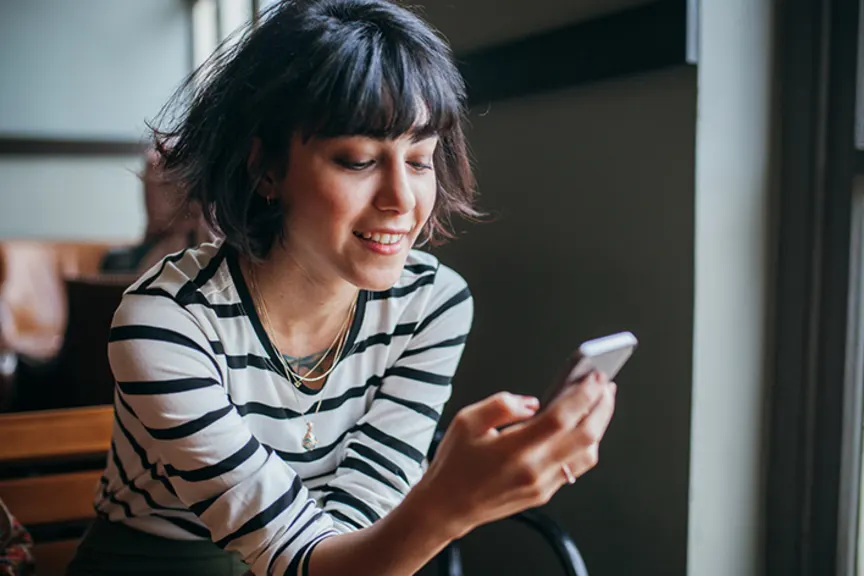 Woman using a smartphone.