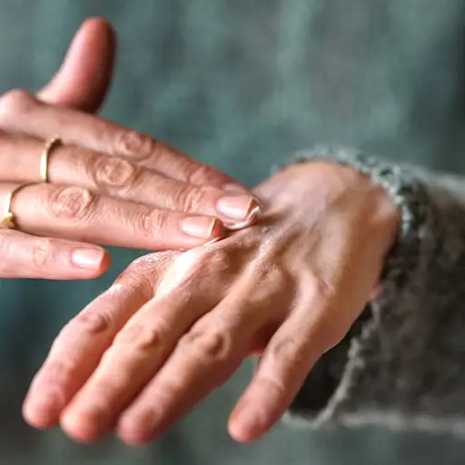 woman putting ointment on hands