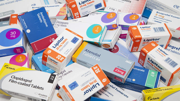 Boxes of statin drugs.