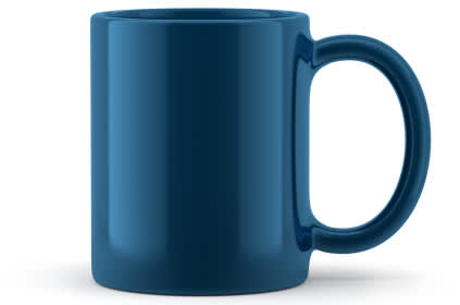 蓝色的咖啡杯。